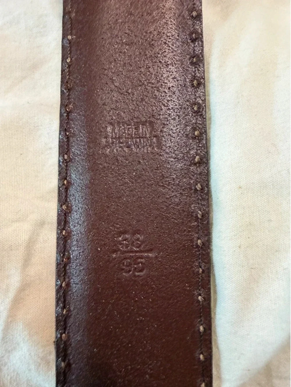 Vintage Chaps Ralph Lauren Brown Leather Belt Brass Buckle 38 Preppy Old Money